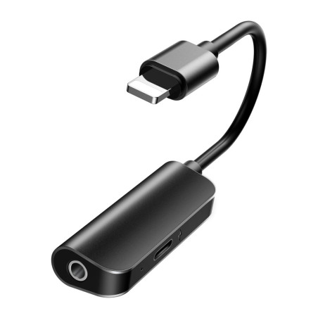 BASEUS CALL50-01 L50 Adaptér z Lightning na Lightning a Jack 3,5mm s podporou mikrofonu, černý