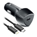 Nabíječka do auta Forcell CARBON USB-C PD 20W + kabel USB-C/Lightnin