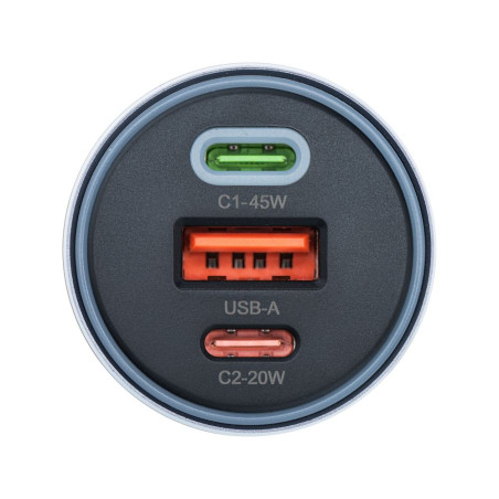 Nabíječka do auta Forcell F-ENERGY 65 W 2× USB-C + USB-A - šedá