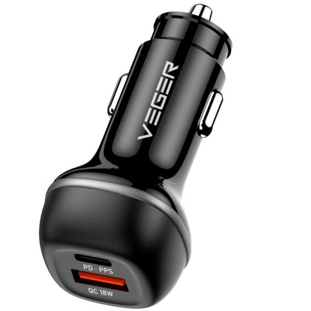 Nabíječka do auta VEGER CC62-1A1C 51W USB-A + USB-C black