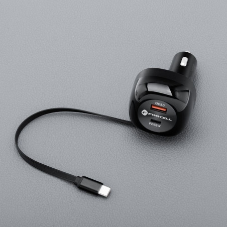 Nabíječka do auta Forcell F-ENERGY ALU 75W USB-C + USB-A - černá