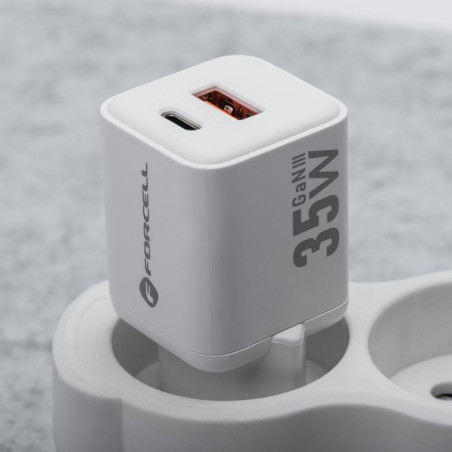 Nabíječka Forcell F-ENERGY MINI GAN III 35W (USB-C+USB-A) – bílá