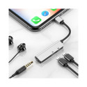 BASEUS CALL52-S1 Adaptér pro 3,5mm sluchátka a 2x Lightning, stříbrná