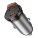 Nabíječka do auta Hoco NZ16B 45W 2× USB-C šedá