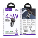Nabíječka do auta Hoco NZ16B 45W 2× USB-C šedá