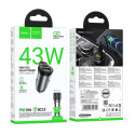 Nabíječka do auta Hoco NZ16A 43W USB-A + USB-C - šedá