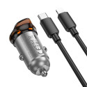 Nabíječka do auta Hoco NZ16A 43W USB-A + USB-C - šedá