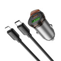 Nabíječka do auta Hoco NZ16A 43W USB-A + USB-C - šedá