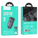 Hoco Z57 30W USB‑C do auta + kabel USB‑C/Lightning šedá
