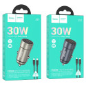 Hoco Z57 30W USB‑C do auta + kabel USB‑C/Lightning šedá