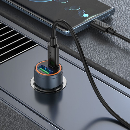 Nabíječka do auta Hoco Z57A USB-C + USB-A 30W šedá
