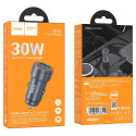 Nabíječka do auta Hoco Z57A USB-C + USB-A 30W šedá