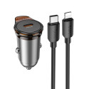 Hoco NZ16 nabíječka do auta 30W USB-C (PD/QC) šedá