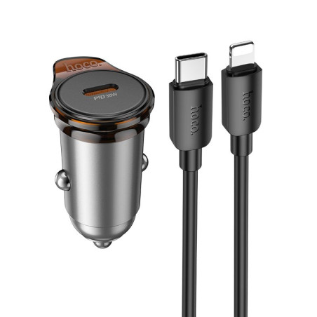 Hoco NZ16 nabíječka do auta 30W USB-C (PD/QC) šedá