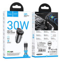 Hoco NZ16 nabíječka do auta 30W USB-C (PD/QC) šedá