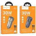 Hoco Z57A nabíječka do auta 30W USB-C + USB-A – černá