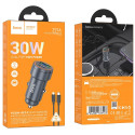Hoco Z57A nabíječka do auta 30W USB-C + USB-A – černá