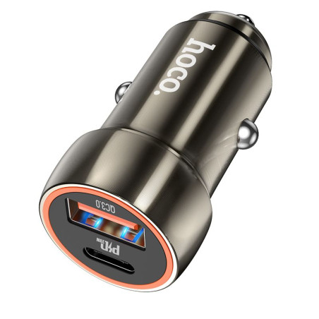 Nabíječka do auta Hoco Z46A USB A + USB C 20W šedá