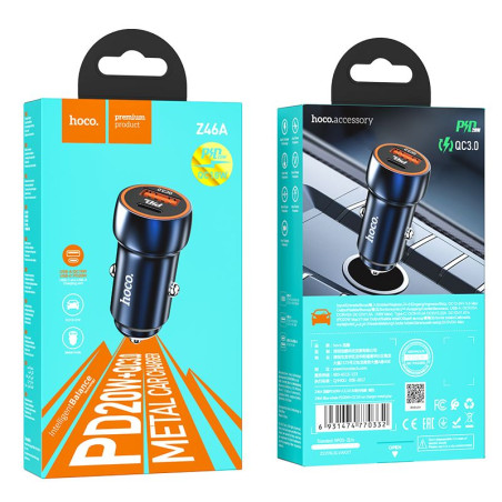 Nabíječka do auta Hoco Z46A USB-A + USB-C 20W - sapphire blue