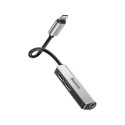 BASEUS CALL52-S1 Adaptér pro 3,5mm sluchátka a 2x Lightning, stříbrná