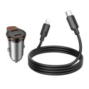 Nabíječka do auta Hoco NZ16B 45W 2× USB-C - šedá