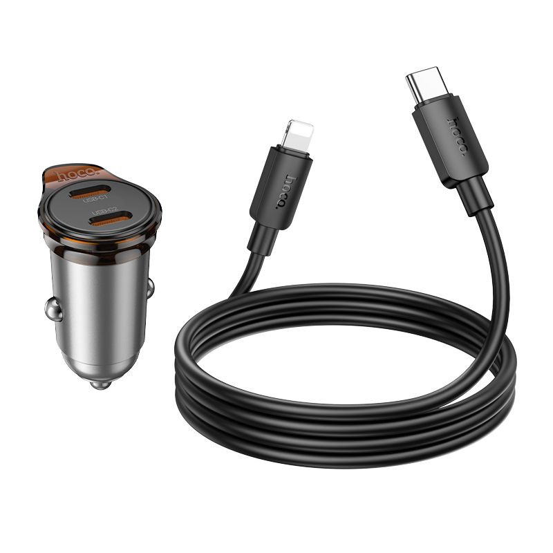 Nabíječka do auta Hoco NZ16B pro USB-C zařízení - šedá