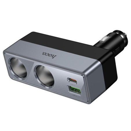 Hoco Z65B nabíječka do auta 3v1 USB-C + USB-A + zapalovač - černá