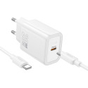 Nabíječka Hoco N60 20W USB-C + kabel Lightning bílá