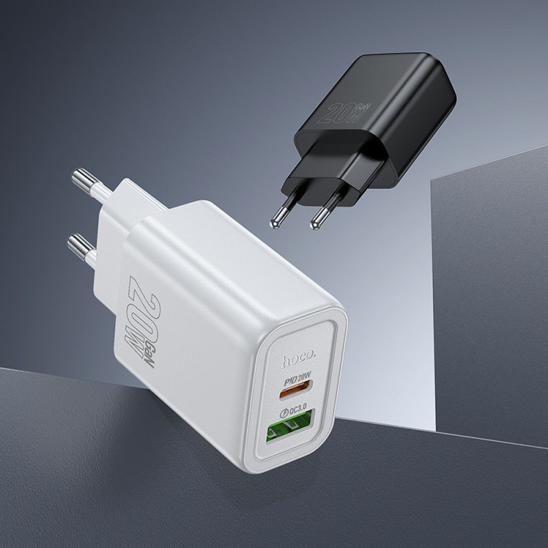 Nabíječka Hoco N61 20W + kabel USB-C/Lightning pro mobilní zařízení - bílá
