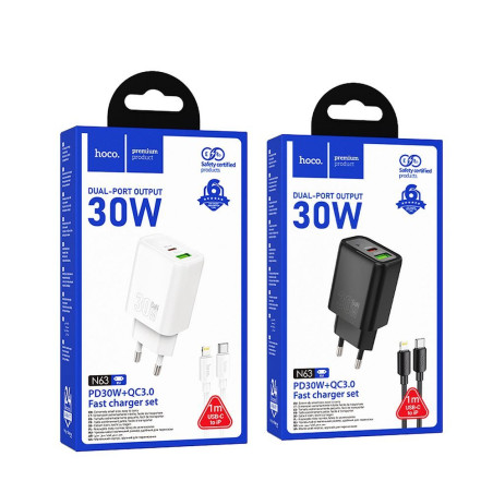 Nabíječka Hoco N63 30W + 18W USB-C/USB-A bílá