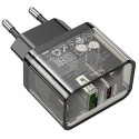 Nabíječka Hoco N34 USB-A + USB-C 20W transparentní