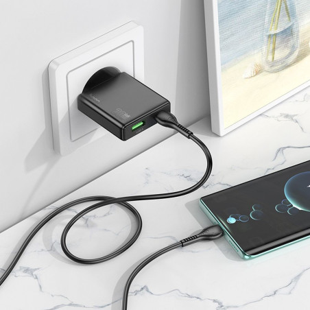 Nabíječka Hoco N38 20W USB-C + 18W USB-A černá