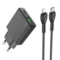 Nabíječka Hoco N38 Slim 20W USB-C + USB-A + kabel - černá