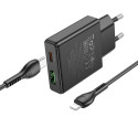 Nabíječka Hoco N38 Slim 20W USB-C + USB-A + kabel - černá