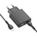 Nabíječka Hoco N38 Slim 20W USB-C + USB-A + kabel - černá