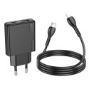 Nabíječka Hoco N38 Slim 20W USB-C + USB-A + kabel - černá