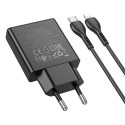 Nabíječka Hoco N38 Slim 20W USB-C + USB-A + kabel - černá