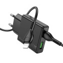 Nabíječka Hoco N38 Slim 20W USB-C + USB-A + kabel - černá