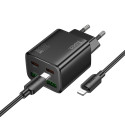Nabíječka Hoco N56 30W + kabel USB-C/Lightning pro mobilní zařízení - černá