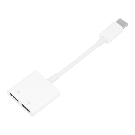 Redukce AUX 2v1 USB-C pro sluchátka a nabíjení – bílá