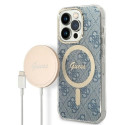 Set GUESS pro iPhone 14 Pro MagSafe - zlatá/modrá