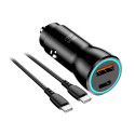 Nabíječka do auta Blue Star USB-C + USB-A 25W - černá