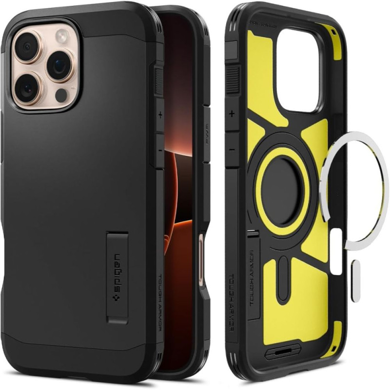 Spigen Tough Armor MagSafe pouzdro se stojánkem pro iPhone 16 Pro – černé