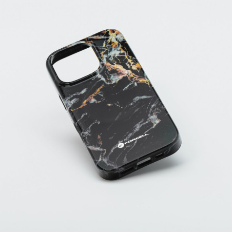 Kryt Forcell F-PROTECT Mirage iPhone 16 Pro – black marble