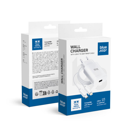 Nabíječka Blue Star TFK-TC-1099C 18W PD/Quick Charge - bílá