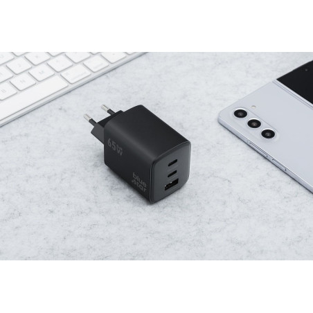 Nabíječka Blue Star GaN VT-43 65W (2×USB-C + USB-A) černá