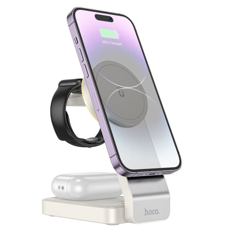 Nabíječka Hoco 3v1 pro MagSafe - bílá, 15W