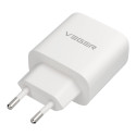 Nabíječka VEGER 65W USB-A + USB-C PD QC3.0 - bílá