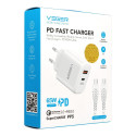 Nabíječka VEGER 65W USB-A + USB-C PD QC3.0 - bílá