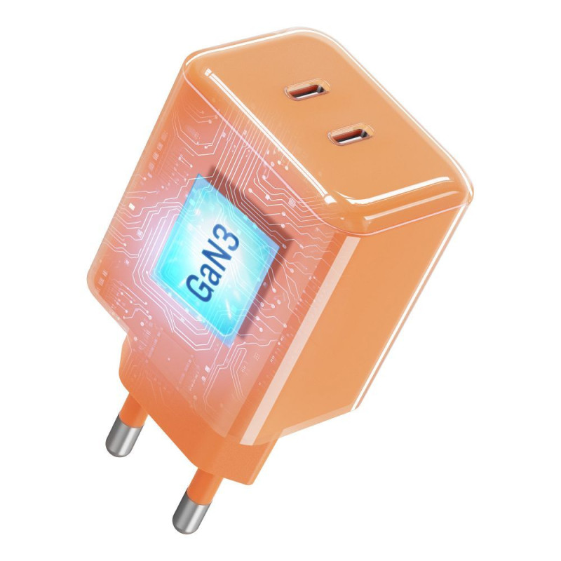 Nabíječka Forcell F-ENERGY GaN III Crystal Color pro chytré telefony a notebooky - oranžová